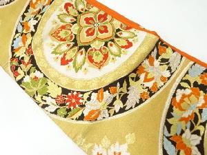 アンティーク　花絵皿模様織出し袋帯（材料）